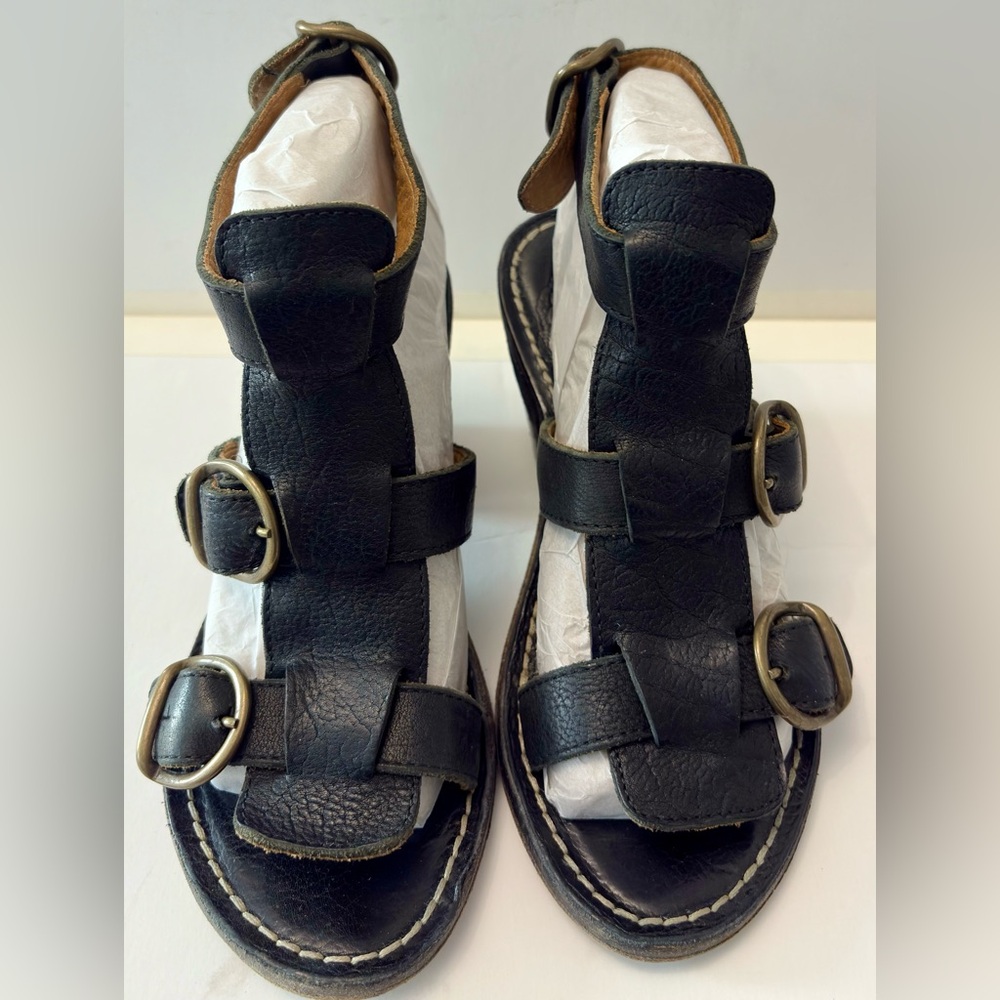 Fiorentini and baker Black Leather Buckle Sandals